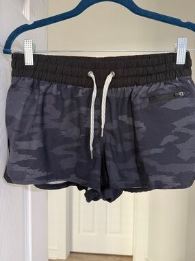 Vuori  Black Camo Athletic Shorts with Drawstring